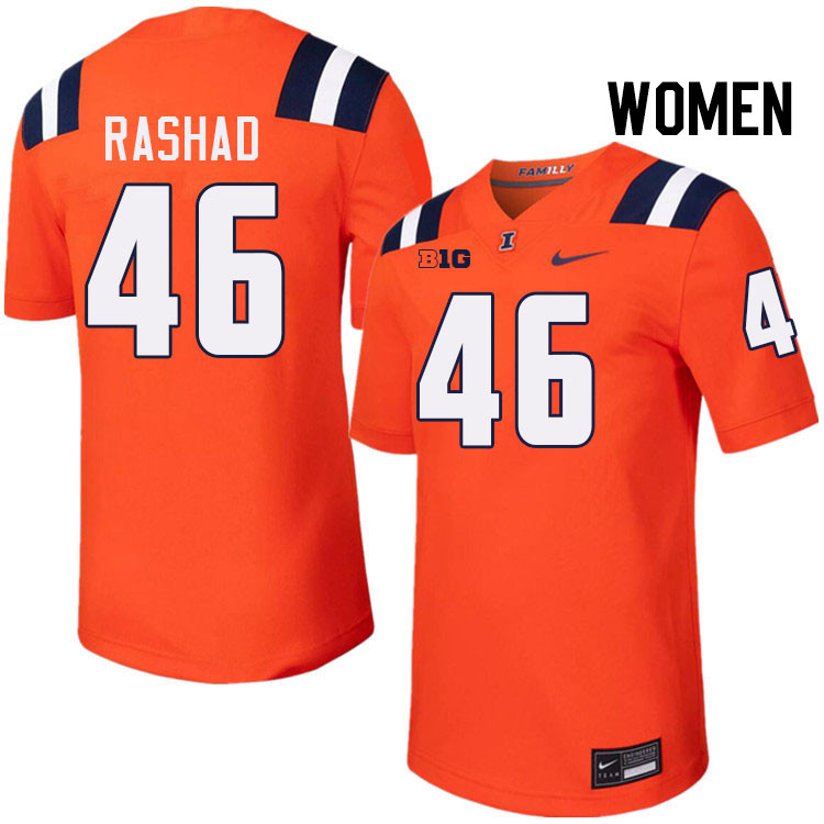 Women #46 Corey Rashad Illinois Fighting Illini College Football Jerseys Stitched-Orange